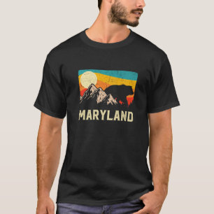Camiseta Maryland Nature Wild Bear Retro Sunset Hiking
