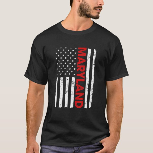Camiseta Maryland Pride Retro Vintage Antiga Bandeira Ameri (Frente)