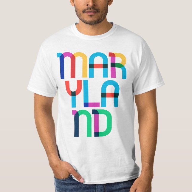 Camiseta Maryland Vintage Retro Pop Art 80s Rainbow (Frente)