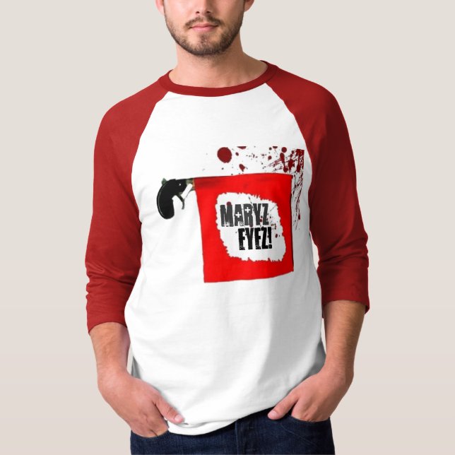 Camiseta Maryz Eyez: Golpe! - 3/4 de Raglan da Capa (Frente)