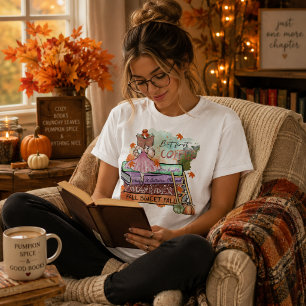 Camiseta Mas Primeiro Café, Amante de Livros de Outono Colo