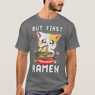 Camiseta Mas Primeiro Ramen Comendo Gato Kawaii Anime Baka