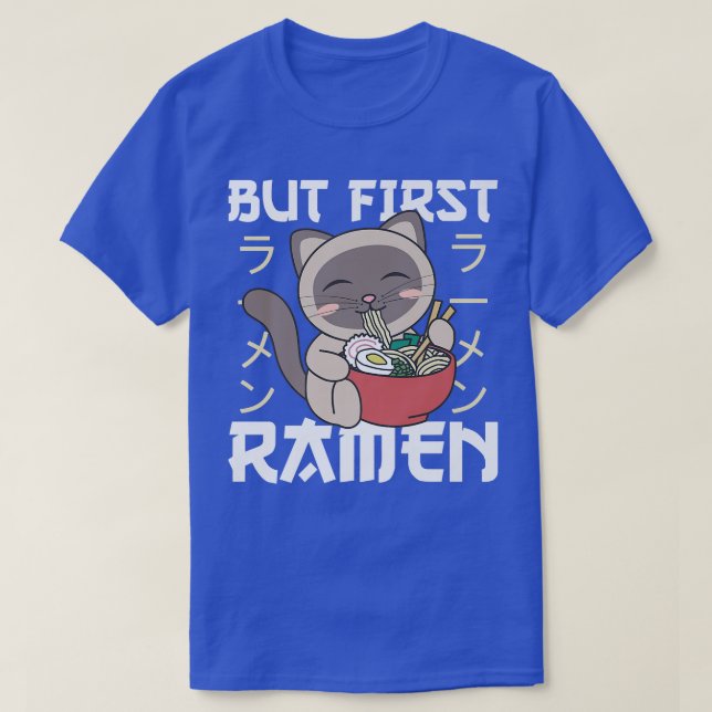 Camiseta Mas primeiro Ramen Cute Cat Come Ramen Noodles Sia (Frente do Design)