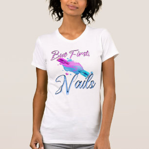 Camiseta Mas primeiro, unhas, unhas de mulheres, meme de un