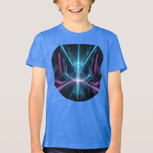 Camiseta Masc Juvenil Básica Abstrato Futurista-1 (Frente)