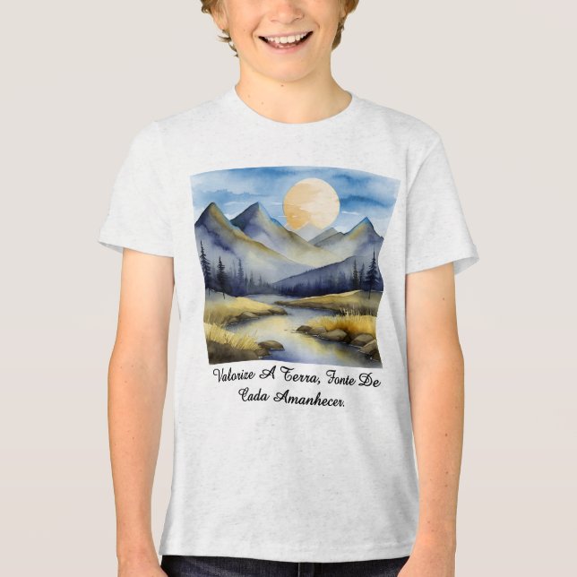 Camiseta Masc Juvenil Básica Amanhecer da Terra-2 (Frente)