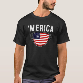 Camiseta Máscara Americana Bandeira T 4 De Julho Mulheres M