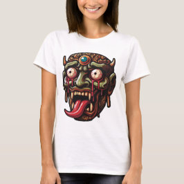 Camiseta Máscara Antiga Terrível com Expressões Spooky -