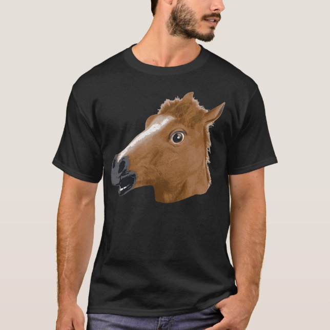 Camiseta Máscara assustador da cabeça de cavalo (Frente)