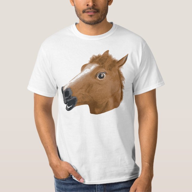 Camiseta Máscara assustador da cabeça de cavalo (Frente)
