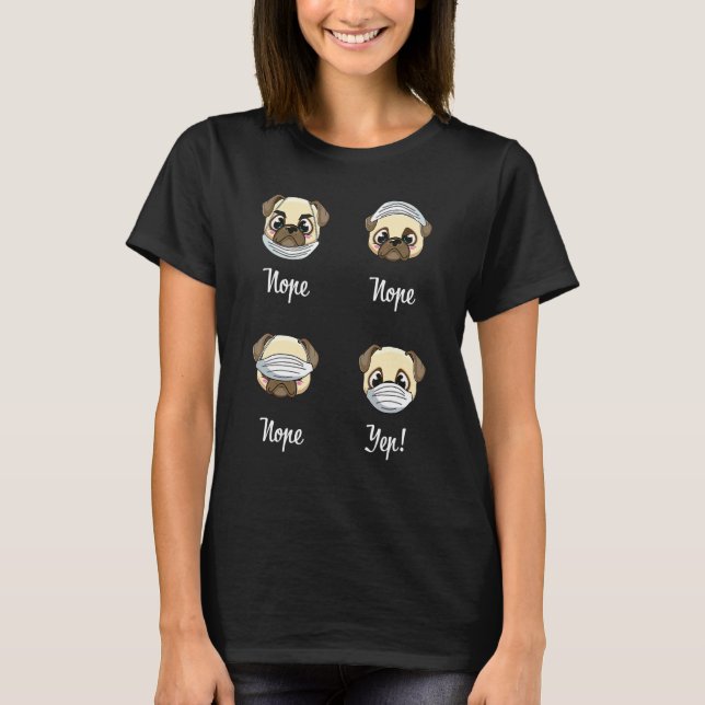 Camiseta Máscara Cães Pug Boca Máscara (Frente)