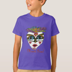 Camiseta Máscara Colorida Mardi Gras Glitter Feather