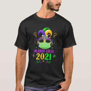 Camiseta Máscara Com Máscara Mardi Gras 2021 Quarantine Fes