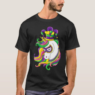 Camiseta Máscara de Carnaval Arco-íris de Bufão Unicórnio 1