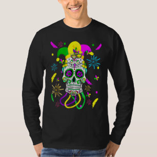 Camiseta Máscara de Carnaval de Crânio de Açúcar Chapéu de