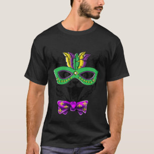 Camiseta Máscara de Carnaval de Gato de Mardi Gras aquarela