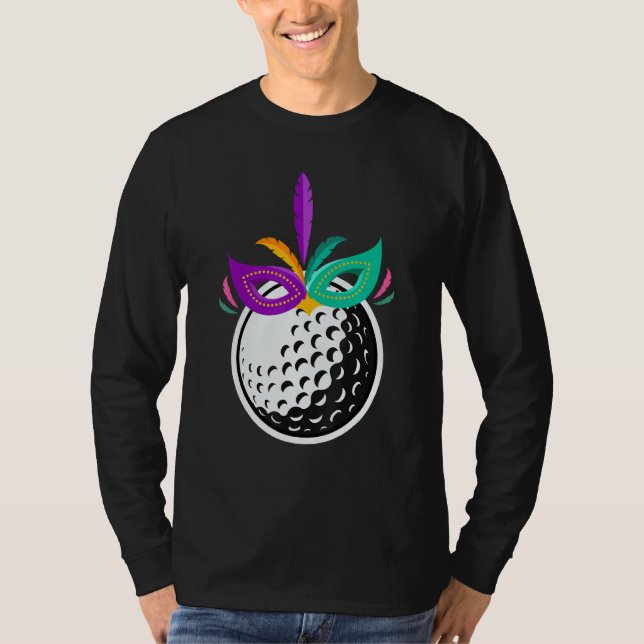 Camiseta Máscara de Carnaval de Golf Ball Mardi Gras Funny  (Frente)