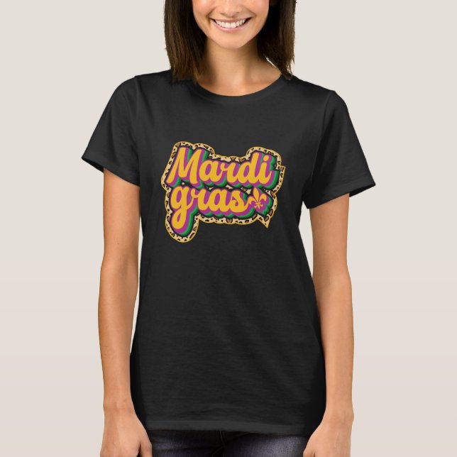 Camiseta Máscara de Contas de Carnaval Retro Desfile Leopar (Frente)