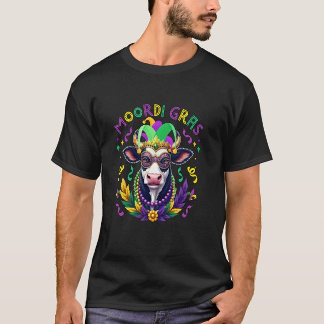Camiseta Máscara de Contas de Vaca de Mardi Gras Desfiles d (Frente)