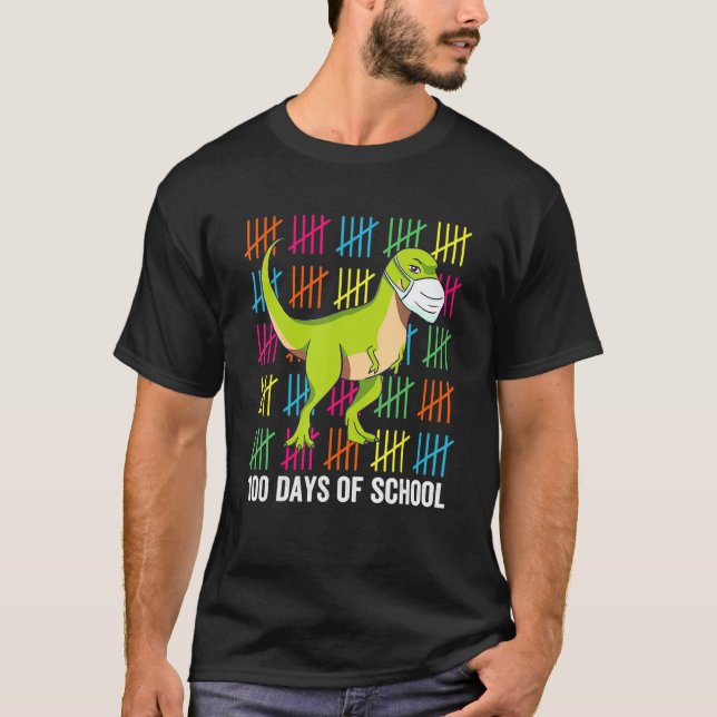 Camiseta Máscara de dinossauro de 100 dias de escola Divers (Frente)