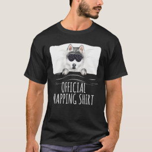 Camiseta Máscara de dormir preta Husky Siberiano Dormindo O