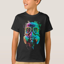 Camiseta Máscara de Gás Neon: Arte Vibrante Caos