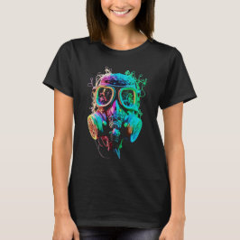 Camiseta Máscara de Gás Neon: Arte Vibrante Caos