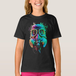 Camiseta Máscara de Gás Neon: Arte Vibrante Caos