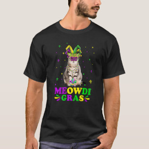 Camiseta Máscara de Gato American Shorthair Meowdi Gras Mar