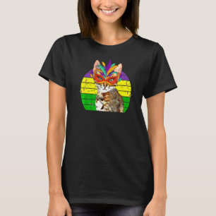 Camiseta Máscara de Gato de Contas para Festa de Mardi Gras