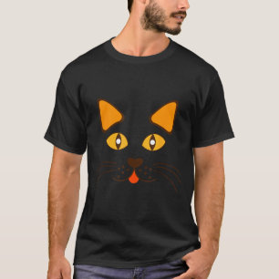Camiseta Máscara de Gato Divertida e Fofa para Halloween