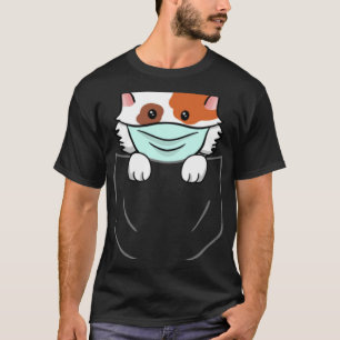 Camiseta Máscara De Gato No Peito De Bolso De Mama De Bolso