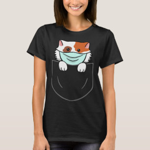 Camiseta Máscara De Gato No Peito De Bolso De Mama De Bolso