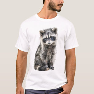 Camiseta Máscara de Guaxinim Fofo Carismático Retrato para