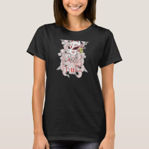 Camiseta Máscara de Kitsune da Criatura Mítica Japonesa Nin