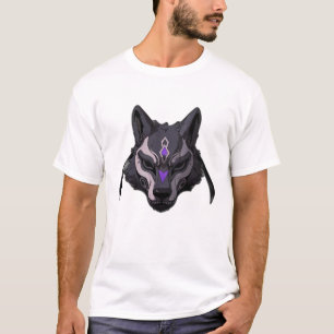 Camiseta Máscara de lobo de anime preto e roxo