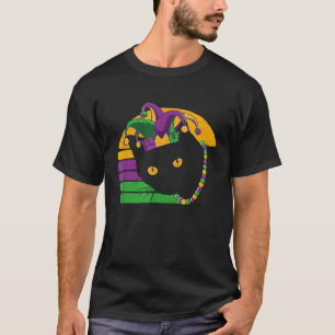 Camiseta Máscara de Mardi Gras de Gato Preto Nova Orleans L