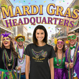 Camiseta Máscara de Mascarada de Mardi Gras 'Miçangas & Bri