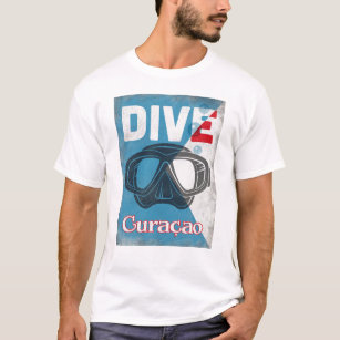 Camiseta Máscara de mergulho em Curaçao Vintage Scuba