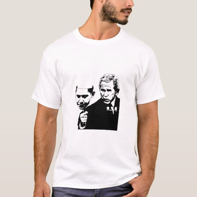 Camiseta máscara de obama do arbusto pequena (Frente)