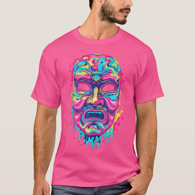 Camiseta Máscara de Ópera Chinesa Trippy Vaporwave Psychede (Frente)