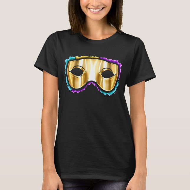 Camiseta Máscara de ouro Amarelo para Mardi Gras 1 (Frente)