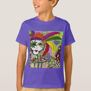 Camiseta Máscara de pena de Mardi Gras Psicodélica