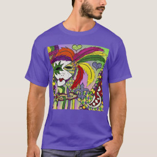 Camiseta Máscara de pena de Mardi Gras Psicodélica