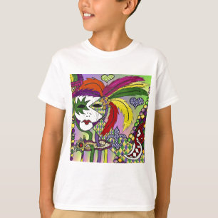 Camiseta Máscara de pena de Mardi Gras Psicodélica