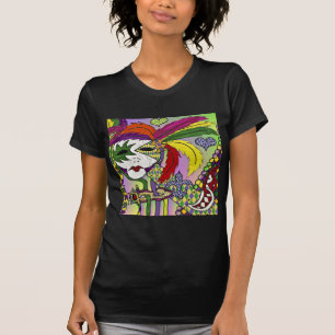 Camiseta Máscara de pena de Mardi Gras Psicodélica