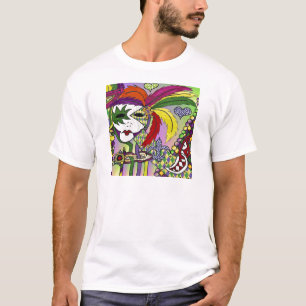 Camiseta Máscara de pena de Mardi Gras Psicodélica