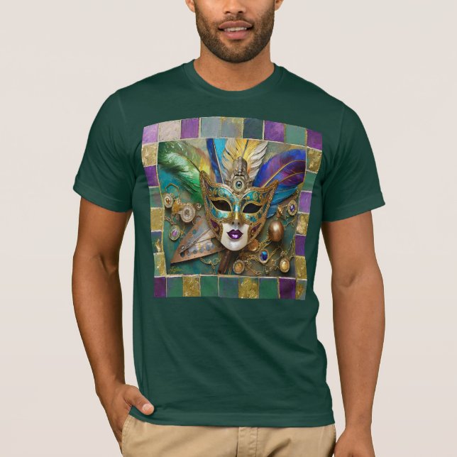 Camiseta Máscara de penas cerâmicas Douradas de 3º Olho do  (Frente)