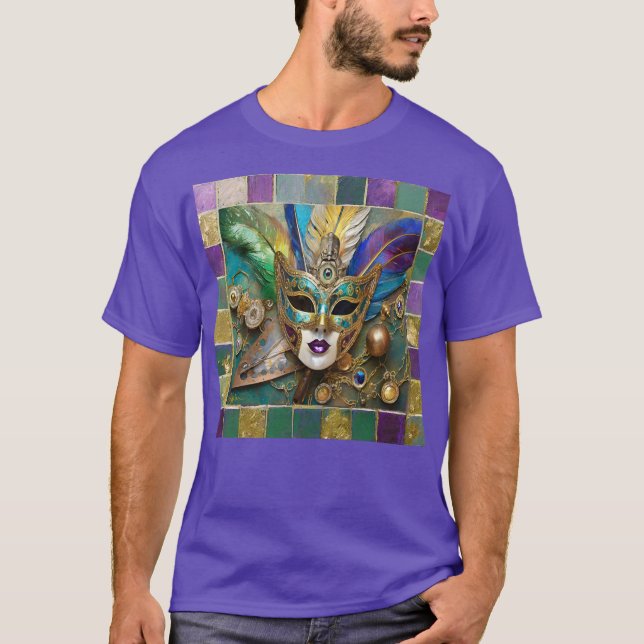 Camiseta Máscara de penas cerâmicas Douradas de 3º Olho do  (Frente)