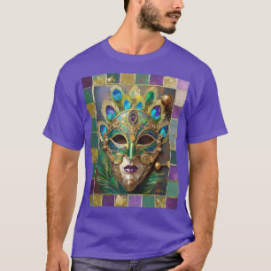 Camiseta Máscara de penas de peacock cerâmico Dourada do Ma
